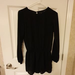 Black Body Shorts Silk  Romper with Open Back Size XS